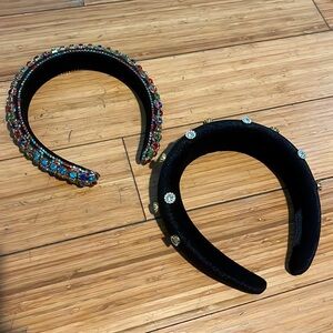 Black Velvet Headbands Rhinestones. handmade, one size fits all, 2 for 1!!